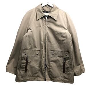 Vintage 70s Sir Jac Faux Fur Lined Khaki Field Jacket Mens XL Size 46 Zip Pocket